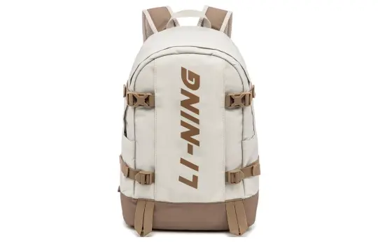Li Ning Sports Life Collection Polyester Backpack Regular Unisex Oat Gray & Khaki Brown