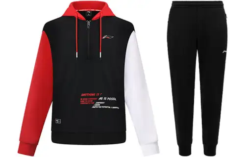 Li Ning Sweatshirt Set Unisex Black+Black