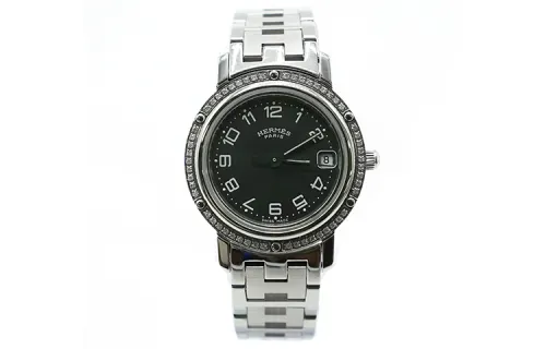 HERMES Clipper Collection Wrist Watches Quartz Movement Alloy Strap 18mm Black Dial Unisex YPSBB196530