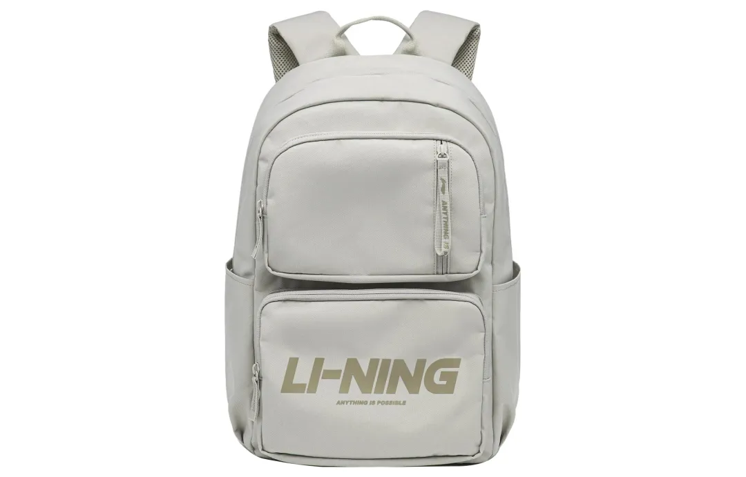 Li Ning Sports Life Collection Fabric Students Backpack Regular Unisex Oat Gray