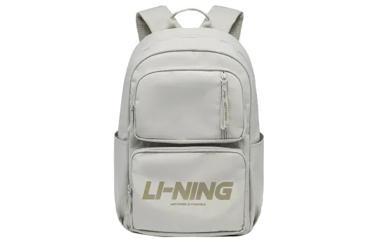 Li Ning Sports Life Collection Fabric Students Backpack Regular Unisex Oat Gray