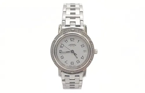 HERMES Clipper Collection Wrist Watches Quartz Movement Alloy Strap 24mm White Dial Unisex