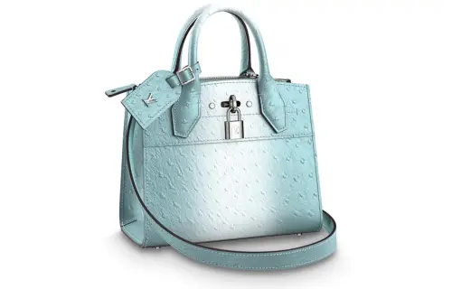 LOUIS VUITTON City Steamer Ostrich Leather Shoulder Bag, Crossbody Bag, Handbag Mini Women's Light Blue