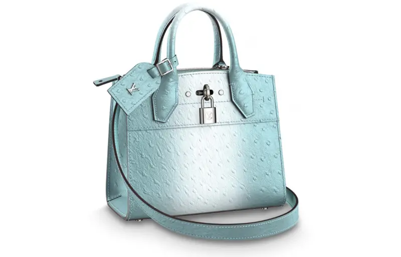 LOUIS VUITTON City Steamer Ostrich Leather Shoulder Bag, Crossbody Bag, Handbag Mini Women's Light Blue