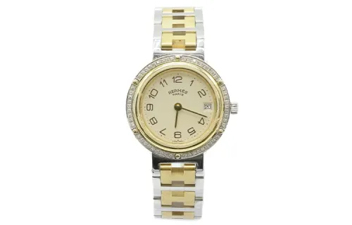 HERMES Clipper Collection Wrist Watches Quartz Movement Alloy Strap Yellow Watch Dial Unisex