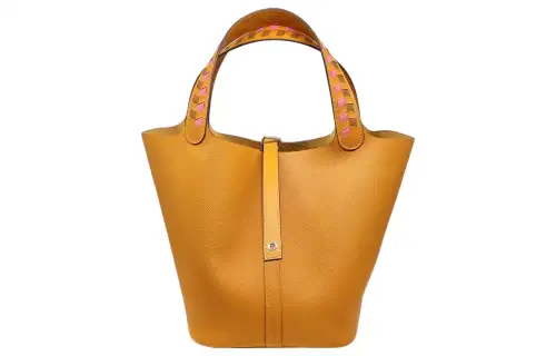 HERMES Picotin Lock Epsom Leather Basket Bag, Bucket Bag, Handbag 22 Women's Orange