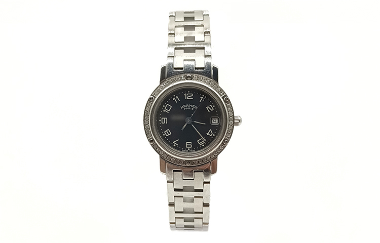 HERMES Clipper Collection Wrist Watches Quartz Movement Alloy Strap 24mm Black Dial Unisex YPSBB155413