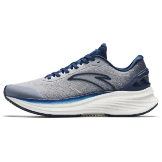 Anta Cushioning Wear Resistant Low Top Running Shoes Men's Gray Blue