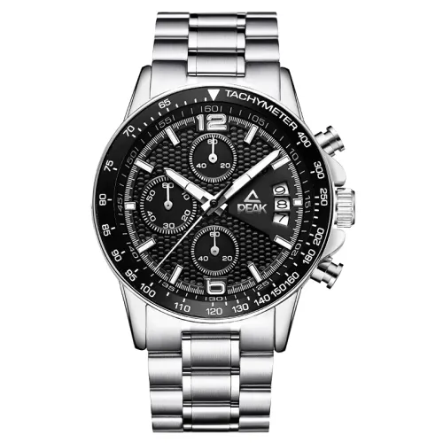 Universal calendar, waterproof trend men's watch for leisure, quartz watch strap stainless steel, white dial, quartz mechanism