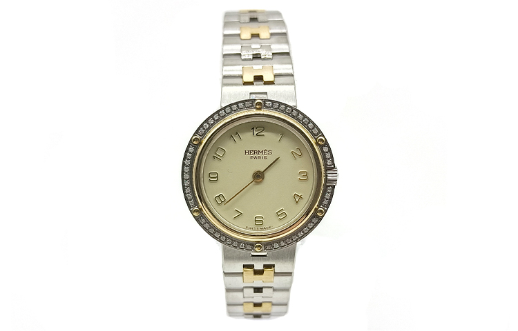 HERMES Mid Century Modern Collection Wrist Watches Quartz Movement Alloy Strap 23mm Yellow Watch Dial Women's Watch