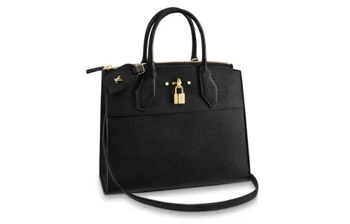 LOUIS VUITTON City Steamer Cow Leather One Shoulder Handbag Medium Women's Black