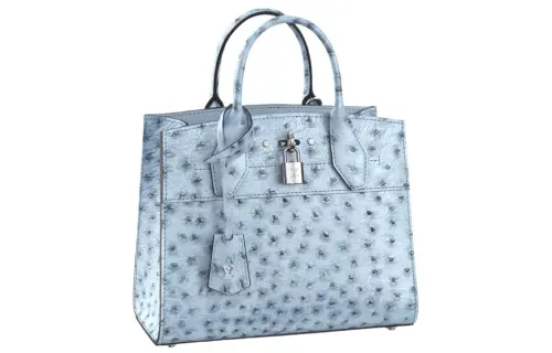 LOUIS VUITTON City Steamer Ostrich Leather Shoulder Bag, Crossbody Bag, Handbag Small Women's Sky Blue