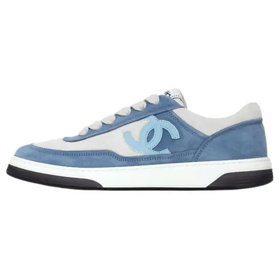 CHANEL Skateboard Shoes Women's Low-Top White Blue