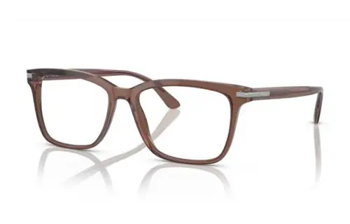 PRADA Acetate Irregular Shape Eyeglass Frames Men's Translucent Brown