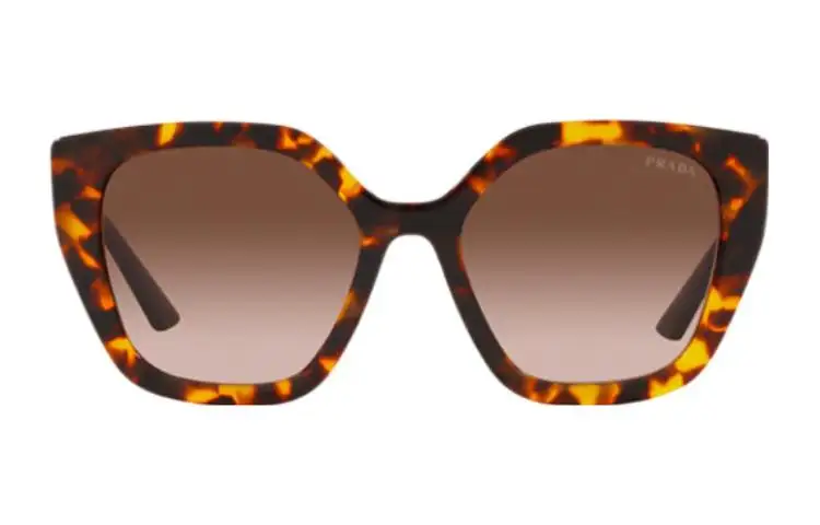 PRADA Acetate Irregular Shape Sunglasses Women's Brown