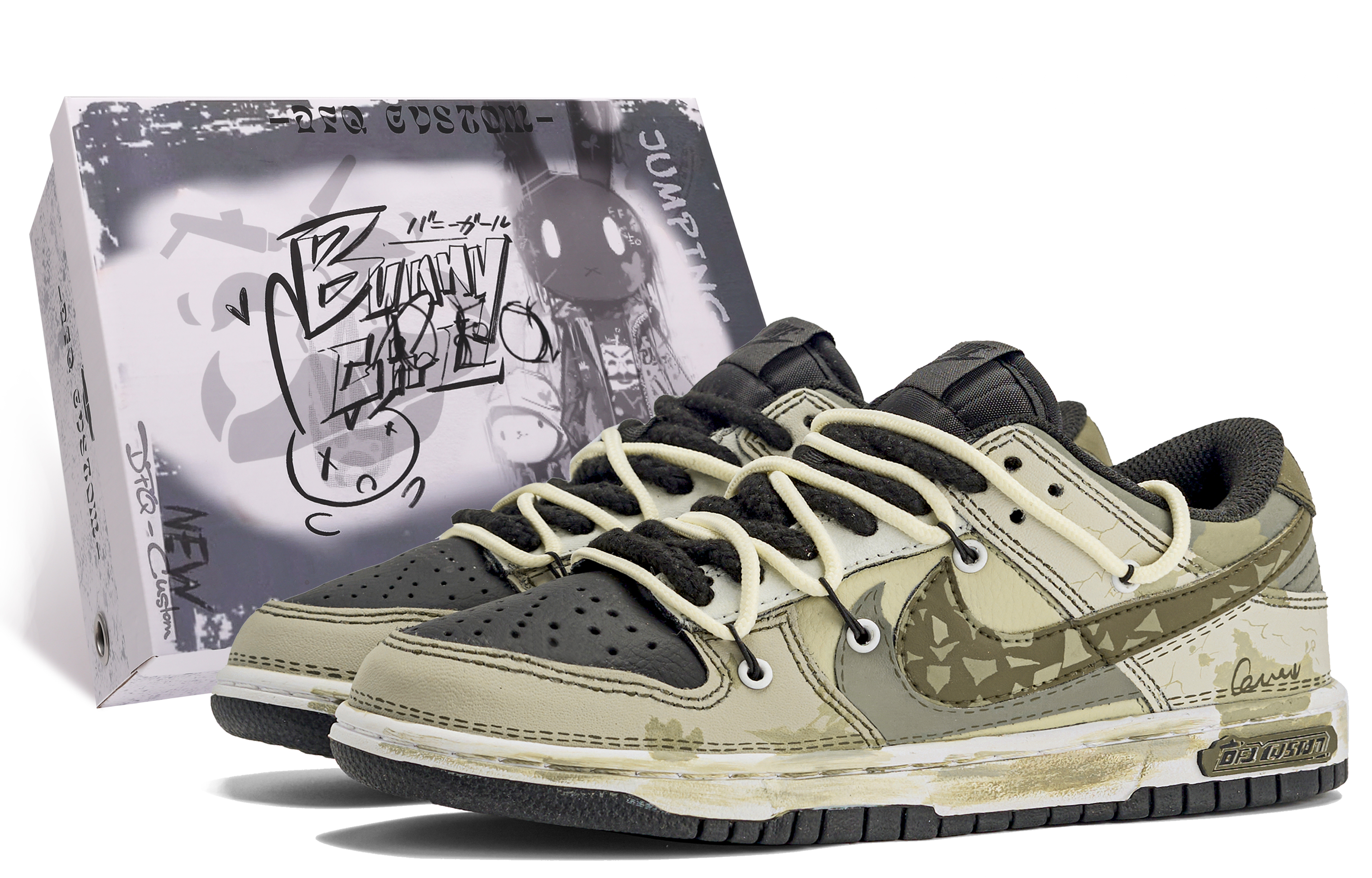 Nike, sneakers, trend universal non-slip quick dry wear-resistant low gift box, custom-made, gradient, with a vintage distressed effect, simple and elegant design