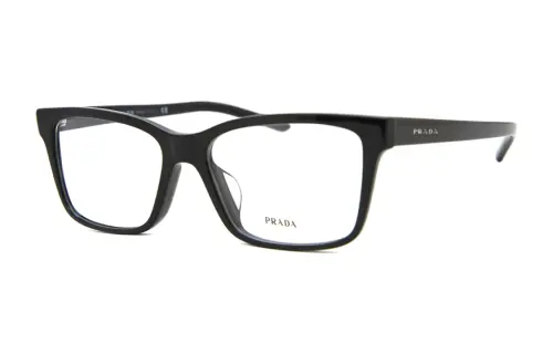 PRADA Acetate Irregular Shape Eyeglass Frames Unisex Black