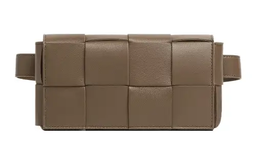 Bottega Veneta CASSETTE Sheepskin Tofu Bag Sling Bag One Shoulder Crossbody Fanny Pack Mini Women's Taupe