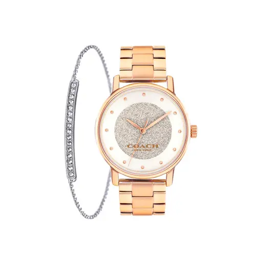 COACH Wrist Watches Quartz Movement Stainless Steel Strap 36mm Silver Dial Women's Watch 30m Water Resistant