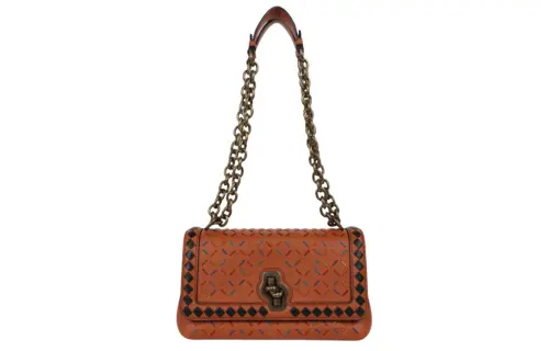 Bottega Veneta Leather Crossbody Bag, Shoulder Bag Women's Orange