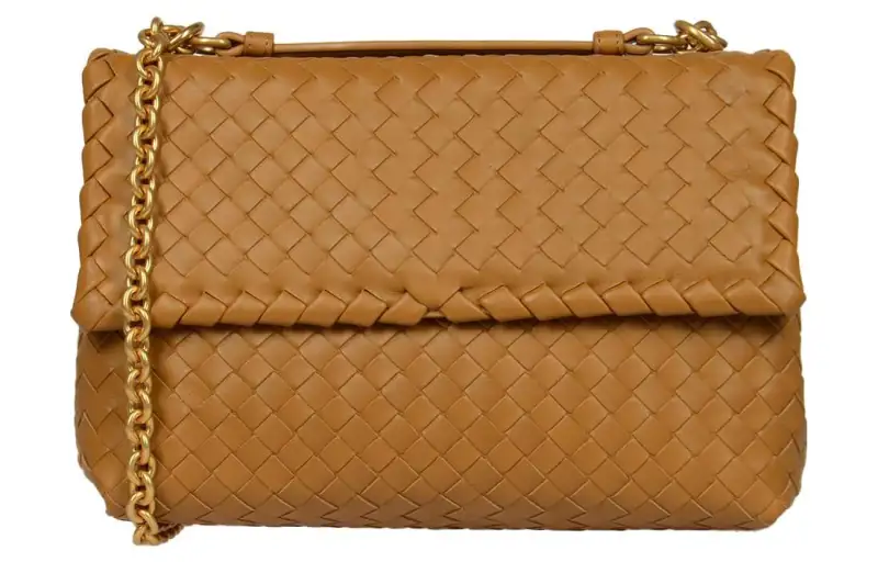 Bottega Veneta Calfskin Shoulder Bag, Crossbody Bag, Handbag Women's Gold