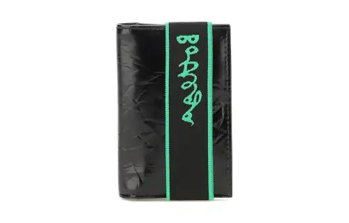 Bottega Veneta Elastic Band Bi fold Card Case Black / Green