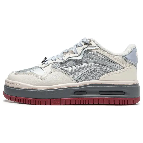 LINING Future C1 Skateboard Shoes Women's Low-Top White Silver