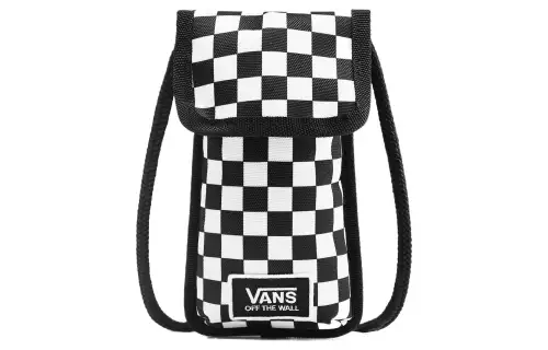 Vans Polyester Cell Phone Pouch, Shoulder Bag, Crossbody Bag Unisex Black White Checkerboard