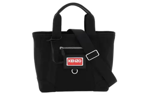 KENZO 100% Cotton Tote Bag, Shopping Bag, Shoulder Bag, Crossbody Bag, Handbag Mini Women's Black