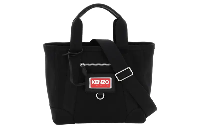 KENZO 100% Cotton Tote Bag, Shopping Bag, Shoulder Bag, Crossbody Bag, Handbag Mini Women's Black
