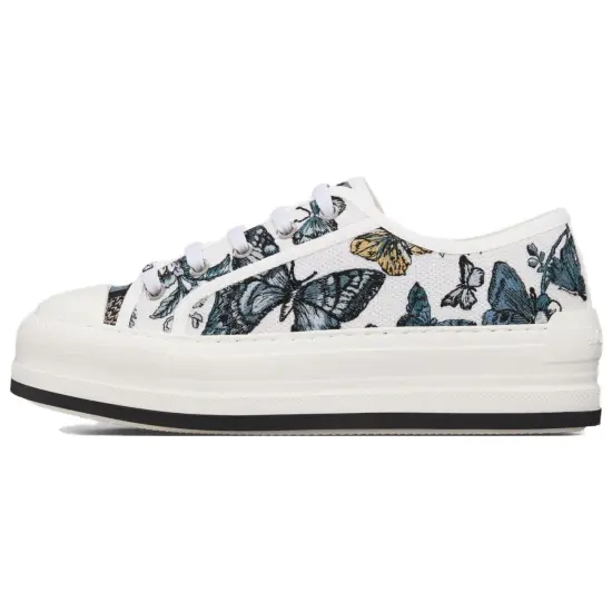 Walk'n'DIOR Skateboard Shoes Women's Low-Top Blue With White Lettering