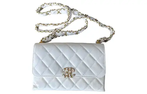 CHANEL Cow Leather Tofu Bag, Handbag, Shoulder Bag, Crossbody Bag Women's White