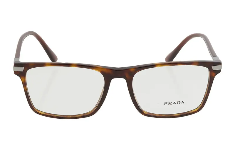 PRADA Metal Plastic Irregular Shape Eyeglass Frames Men's Tortoiseshell