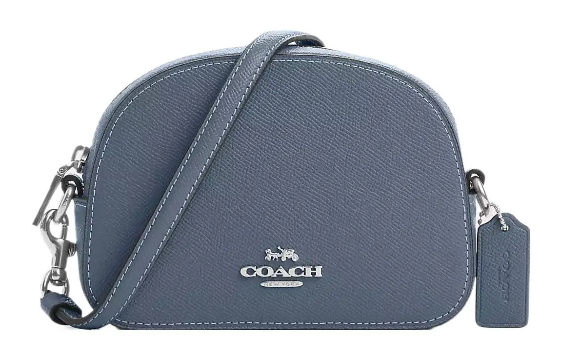 COACH Serena Cross Grain Leather Crossbody Bags Small Women's Silver & Light Mist