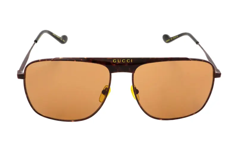 GUCCI Irregular Shape Sunglasses Men's Brown