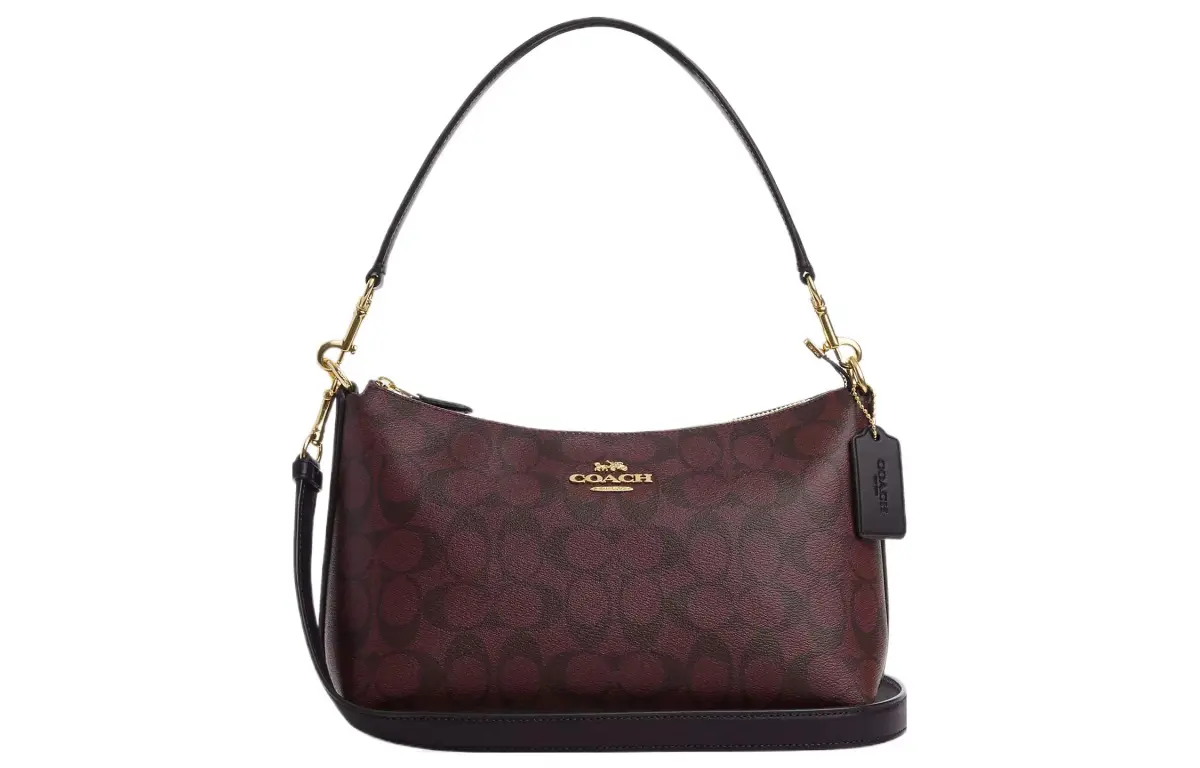 COACH Clara Coated Canvas With Smooth Leather Portable Crossbody Bag, Shoulder Bag Medium Women's