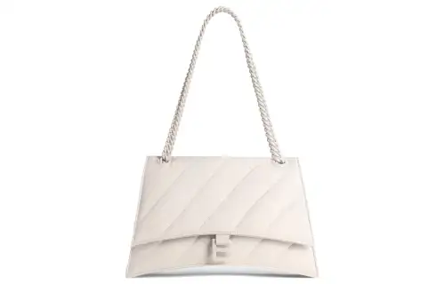 Balenciaga Crush Calfskin Handbag, Shoulder Bag Women's Beige