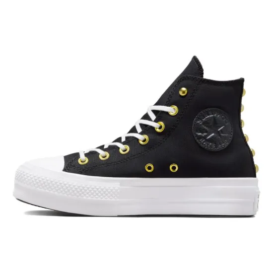 Converse Chuck Taylor All Star Lift Platform Star Studded 'Black White Gold' Women's