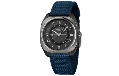 HERMES H08 Wrist Watch Automatic Mechanical Movement Fabric Strap Black Dial Men's Watches 100m Water Resistant