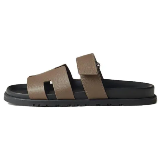 HERMES Chypre Rubber Sole Slide Slippers Men's Elephant Gray