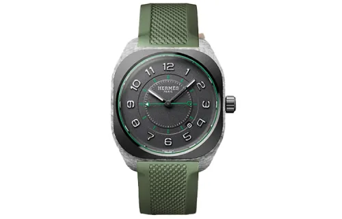 HERMES Wrist Watches Automatic Mechanical Movement Rubber Strap 42mm Black Dial Men's Watches