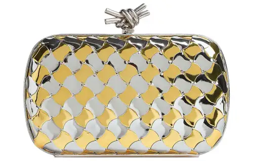 Bottega Veneta KNOT Sheepskin Clutch Women's Silver