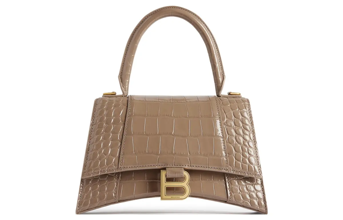Balenciaga Hourglass Calfskin Hourglass Bag, Handbag Small Women's Light Brown