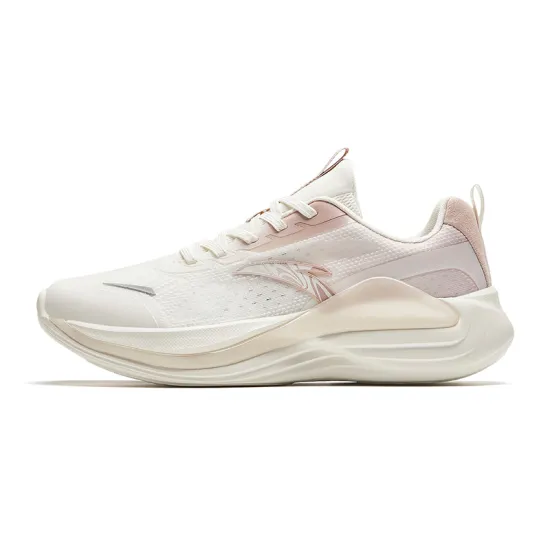 Anta Cushioning Wear Resistant Low Top Casual Running Shoes Women's White Gray