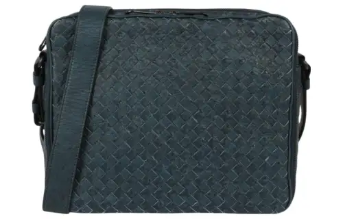 Bottega Veneta Ostrich Leather Shoulder Bag, Crossbody Bag Men's Bronze