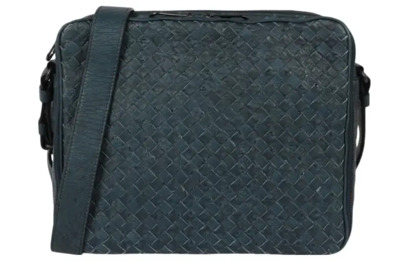 Bottega Veneta Ostrich Leather Shoulder Bag, Crossbody Bag Men's Bronze