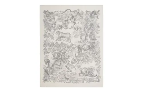 DIOR Animal Pattern Knit Scarves Unisex Ecru/Black