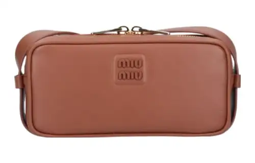 MIU MIU Leather Shoulder Bag Women's Brown