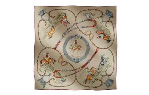 HERMES Embroidery Print Scarves Unisex Multicolor