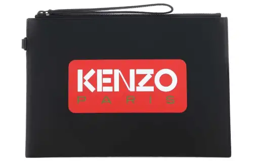 KENZO Cow Leather Clutch Large Women's Black